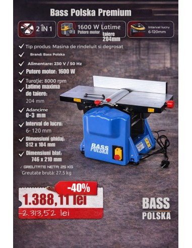 Masina de rindeluit si degrosat, Bass... Masina de rindeluit si degrosat, Bass...