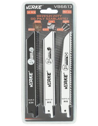 Lame de fierastrau sabie 152mm, set 12 bucati, Verke, V86613 Lame de fierastrau sabie 152mm, set 12 bucati, Verke, V86613