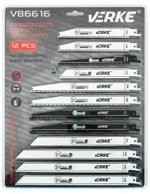 Lame de fierastrau sabie mixte, set 12 bucati, cutie, Verke, V86616
