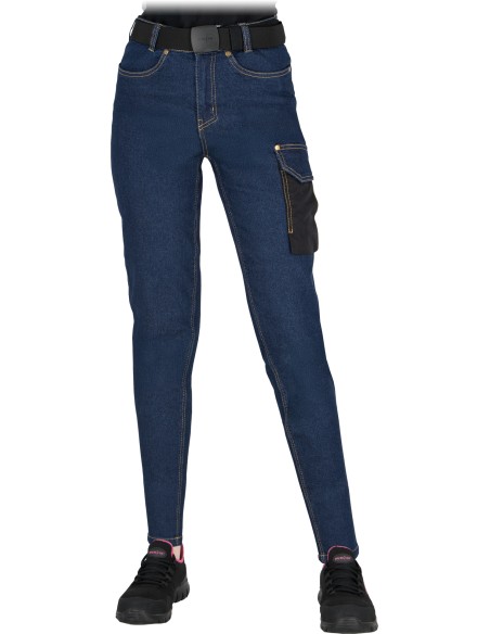 Pantaloni de lucru dama, talie flexibila, denim elastic cu intarituri Cordura, Jeans-L727
