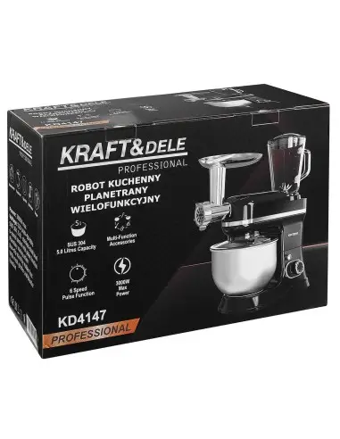Robot de bucatarie 3 in 1, Kraft&Dele, 3000W, bol inox 5L KD4147