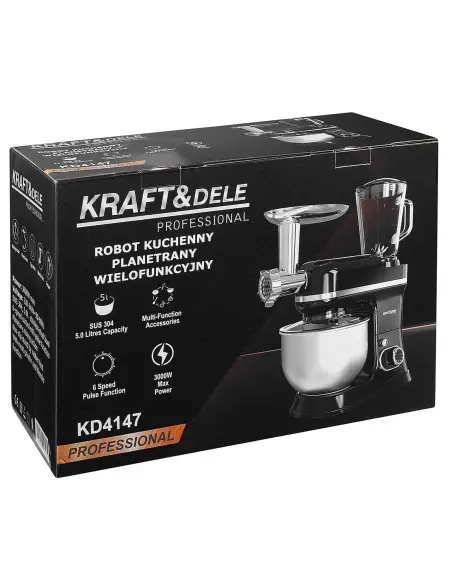 Robot de bucatarie 3 in 1, Kraft&Dele, 3000W, bol inox 5L KD4147