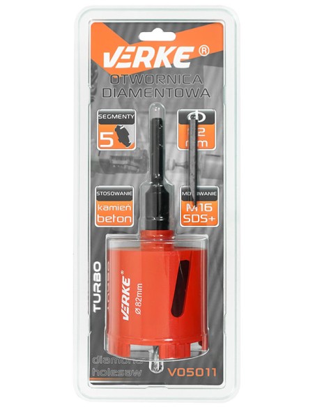 Carota diamantat 82mm, Verke, 5 segmente, M16, V05011 Carota diamantat 82mm, Verke, 5 segmente, M16, V05011