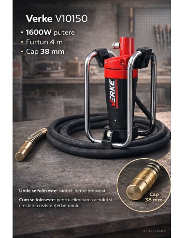 Vibrator pentru beton, 1600W 4m 38mm,... Vibrator pentru beton, 1600W 4m 38mm,...