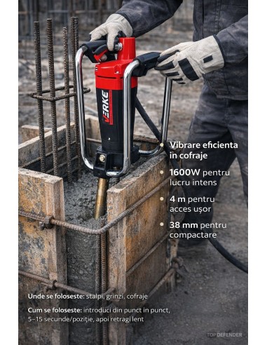 Vibrator pentru beton, 1600W 4m 38mm,... Vibrator pentru beton, 1600W 4m 38mm,...