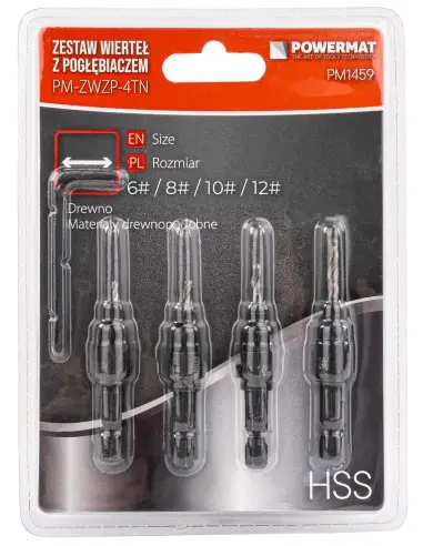 Burghie pentru lemn cu poglobitor (set de 5) 6-16mm, PM1459