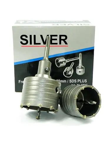Carota pentru beton si zidarie, SilverTools, 65 mm + 80 mm, set complet cu adaptoare SDS S0557