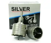 Carota pentru beton si zidarie, SilverTools, 65 mm + 80 mm, set complet cu adaptoare SDS S0557