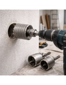 Carota pentru beton si zidarie, SilverTools, 65 mm + 80 mm, set complet cu adaptoare SDS S0557