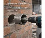 Carota pentru beton si zidarie, SilverTools, 65 mm + 80 mm