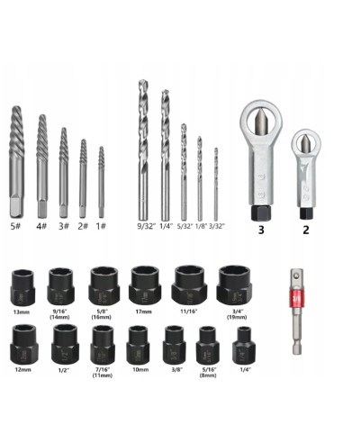Extractoare de suruburi pentru suruburi rupte 26 buc Silver S10719 Extractoare de suruburi pentru suruburi rupte 26 buc Silver S10719