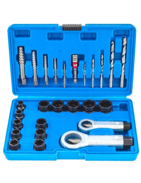 Extractoare de suruburi pentru suruburi rupte 26 buc Silver S10719 Extractoare de suruburi pentru suruburi rupte 26 buc Silver S10719