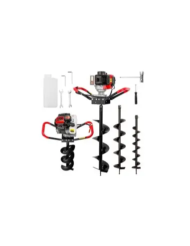 Motoburghiu pamant si gheata pe benzina cu 3 burghie 100/150/200 mm si extensie 500 mm