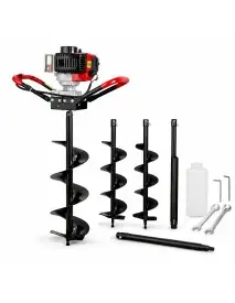 Motoburghiu pamant si gheata pe benzina cu 3 burghie 100/150/200 mm si extensie 500 mm