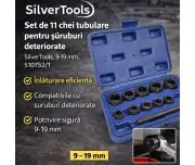 Set de 11 chei tubulare pentru suruburi deteriorate , SilverTools, 9-19 mm, S107521