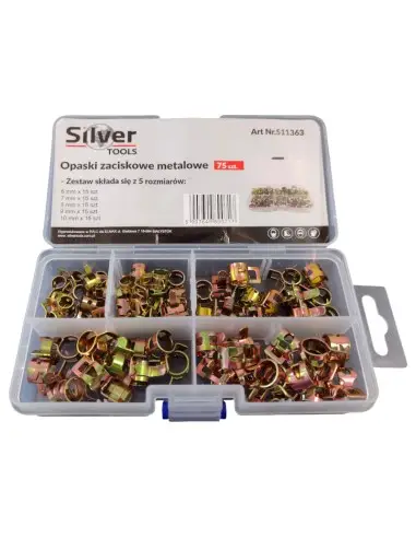 Cleme metalice cabluri furtunuri 75 buc SilverTools