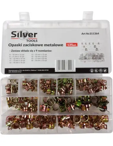 Cleme autoblocante cabluri furtunuri 135 buc SilverTools