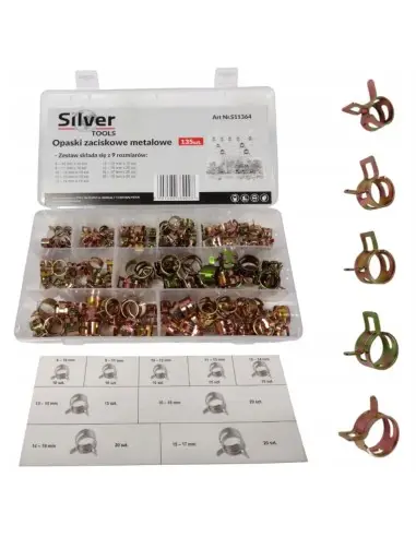 Cleme autoblocante cabluri furtunuri 135 buc SilverTools