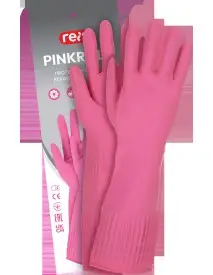 Manusi protectie latex 38 cm roz RPINKROLL cu manseta rulata si aderenta sporita