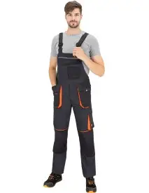 Salopeta lucru barbati Forelastic-B 240g/m² elastica cu genunchi conturati si elemente reflectorizante
