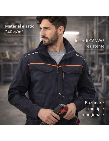 Bluza lucru barbati Forelastic-J 240g/m² elastica cu buzunare multiple si elemente reflectorizante