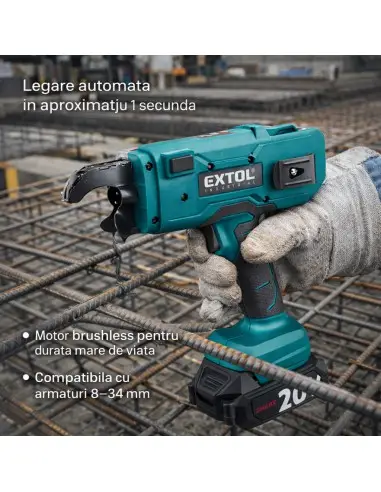 Masina legat fier beton brushless 2x5Ah EXTOL