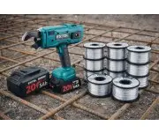 Masina de legat fier beton cu baterie, EXTOL INDUSTRIAL, brushless, cu baterie de 5Ah, sarme de legat