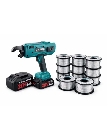 Masina de legat fier beton cu baterie, EXTOL INDUSTRIAL, brushless, cu baterie de 5Ah, sarme de legat Masina de legat fier beton cu baterie, EXTOL INDUSTRIAL, brushless, cu baterie de 5Ah, sarme de legat