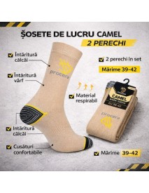 Set 2 perechi de sosete pentru lucru, Procera, marimea 39-42, Camel
