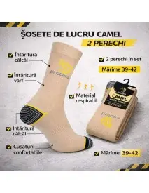 Set 2 perechi de sosete pentru lucru, Procera, marimea 39-42, Camel