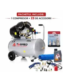 Compresor aer cu ulei 100L 3.5kW 10 bar TAGRED TA103 cu 23 accesorii incluse