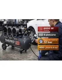 Compresor fara ulei 100L 6000W 6 pistoane Tagred TA3389 12 bar