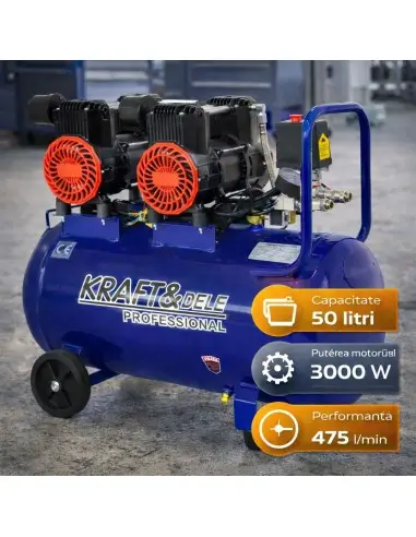 Compresor fara ulei 50L 3000W Kraft&Dele KD4093 475 l/min Compresor fara ulei 50L 3000W Kraft&Dele KD4093 475 l/min