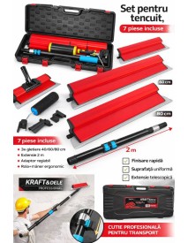 Set pentru tencuit 7 bucati, Kraft&Dele, 40/60/80 cm + extensie 2 m