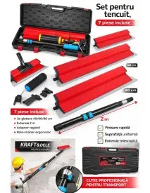 Set pentru tencuit 7 bucati, Kraft&Dele, 40/60/80 cm + extensie 2 m