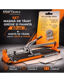 Set masina de taiat gresie si faianta si rozeta de taiere, Kraft&Dele, 60 cm