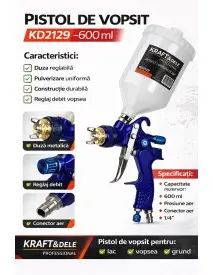 Pistol de vopsit 600ml, Kraft&Dele, 1,4 mm, KD2129