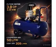 Compresor cu ulei 2.8kW 50L 8 bar KD401 – KRAFT&DELE + 9 Accesorii