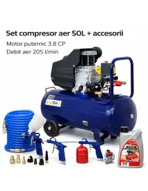 Compresor aer de 50L, cu kit pneumatic inclus de 8 piece, Kraft&dele, 8 bari,KD401-K3