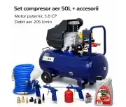 Compresor aer de 50L, cu kit pneumatic inclus de 8 piece, Kraft&dele, 8 bari,KD401-K3
