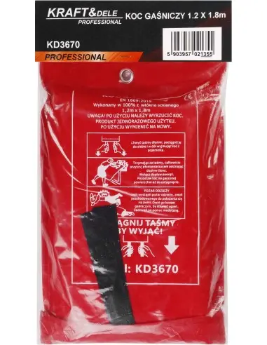 Patura antifoc din fibra de sticle, Kraft&Dele, 1.2Mx1.8M, KD3670