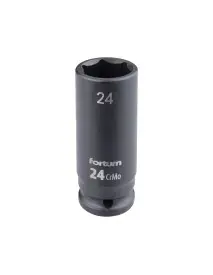 Impact socket 24mm, FORTUM, 4703224, CrMoV, L 78mm