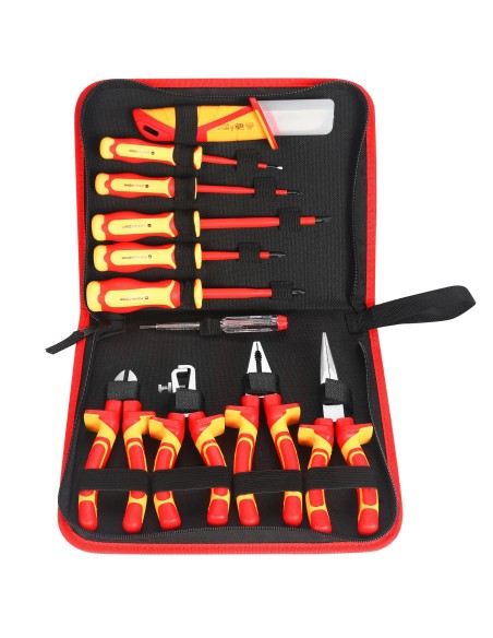 Set Șurubelnițe Izolate pentru Electrician KD5970 Kraft&Dele – 11 Piese, VDE 1000V, Clești și Tester Tensiune