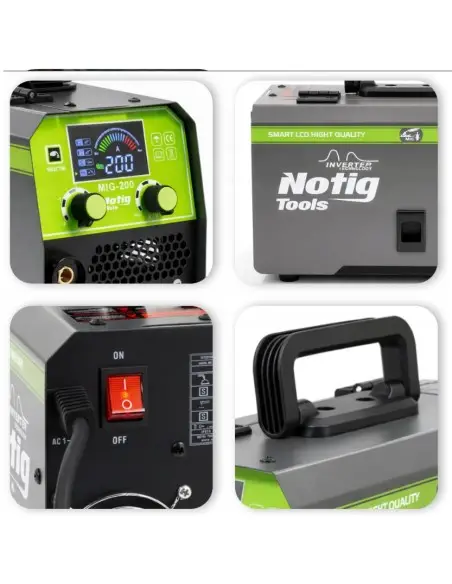 Aparat de sudura tip invertor, Notig Tools, MIG flux/MMA/TIG lift 200, N1304 Aparat de sudura tip invertor, Notig Tools, MIG flux/MMA/TIG lift 200, N1304