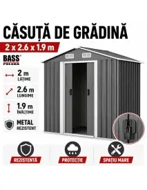 Casuta de gradina, Bass Polska, gri, 2 x 2,6 x 1,9 m, BH 28564