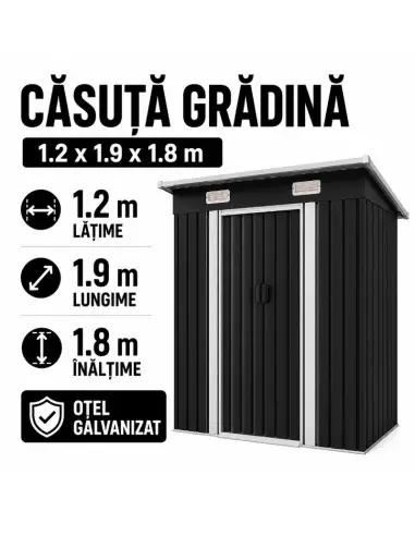 Casuta de gradina din otel galvanizat, Bass Polska, 1,2x1,9x1,8 m, BH 28560 Casuta de gradina din otel galvanizat, Bass Polska, 1,2x1,9x1,8 m, BH 28560