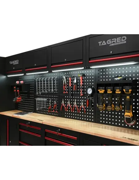 Set modular mobilier atelier, TAGRED, 400 cm, otel vopsit electrostatic, lED, 8 sertare, 2 Dulapuri Mari, TA1947X2