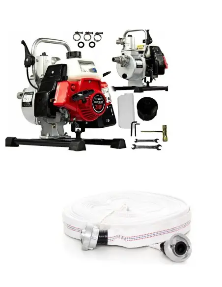 Set motopompa apa 1 inch, Kraft&Dele EC772, 2CP, debit 200L/min + furtun 20 m cu conector