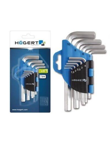 Set chei hexagonale din otel 9 piese Hogert-HT1W802 Set chei hexagonale din otel 9 piese Hogert-HT1W802