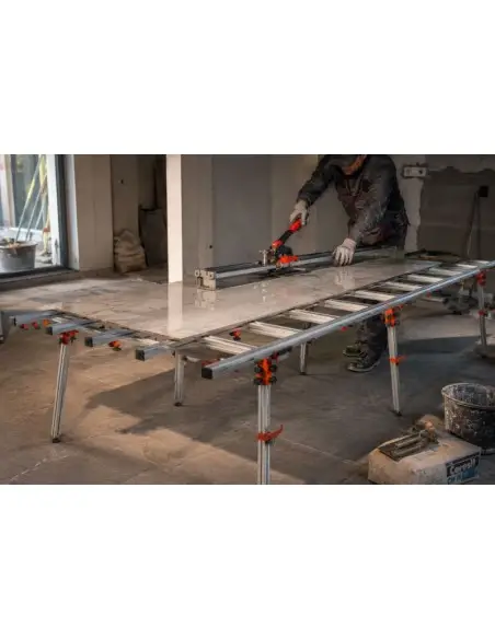 Masa pentru prelucrare gresie, Kraft&Dele, 360x150x80cm, 6 picioare, 250 KG, KD11983